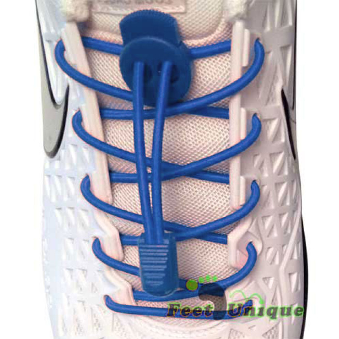 Elastische blauwe schoenveters met sluitsysteem