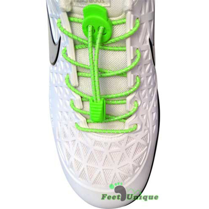 Reflecterend fluo groene schoenveters met sluitsysteem