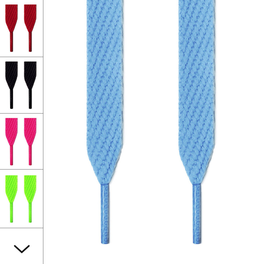 Platte en brede lichtblauwe schoenveters voor sneakers.